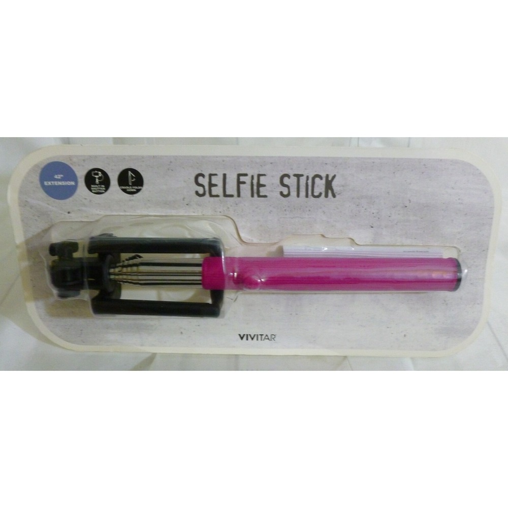Vivitar ~ Selfie Stick ~ Purple ~  Built In Shutter Button ~ 42" Extension ~ New